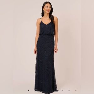 Navy Blue Beaded Gown